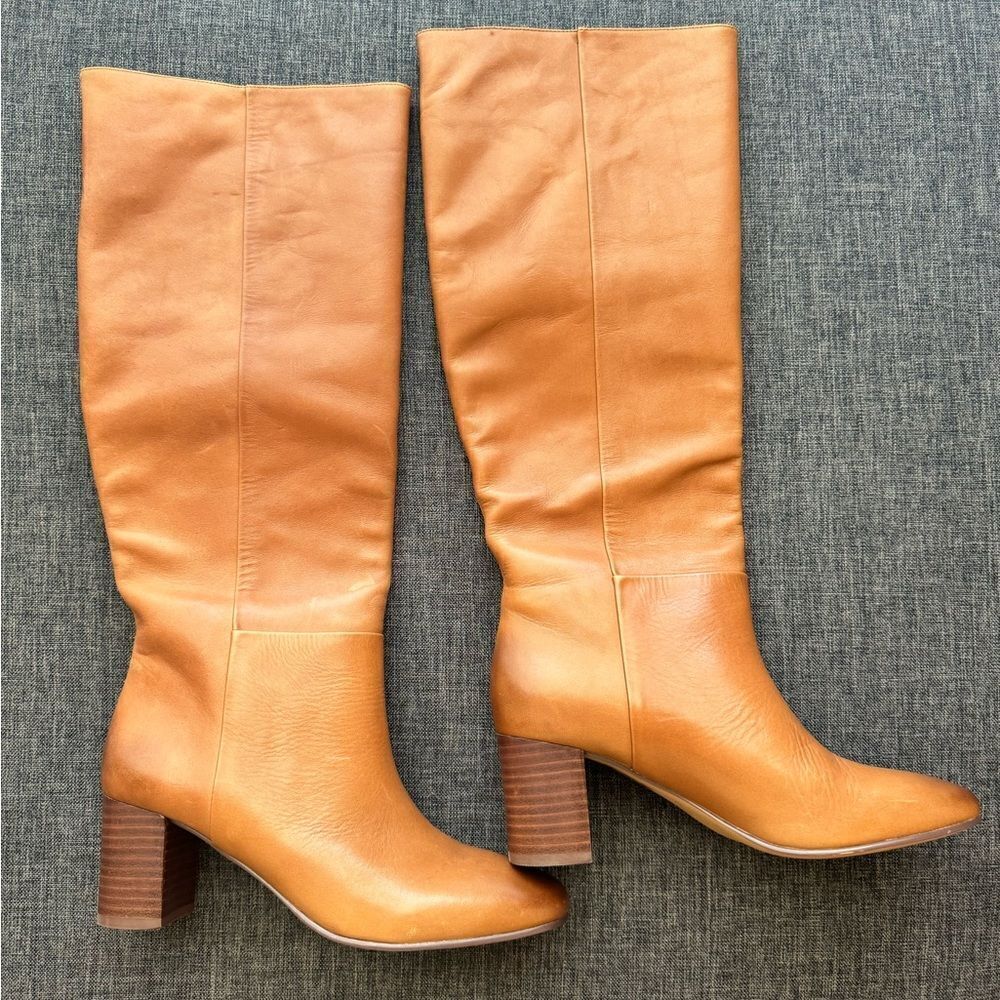 J. CREW Tall Slouch Leather Willa Boots in Burnished Sand Size 6 - Picture 3 of 15